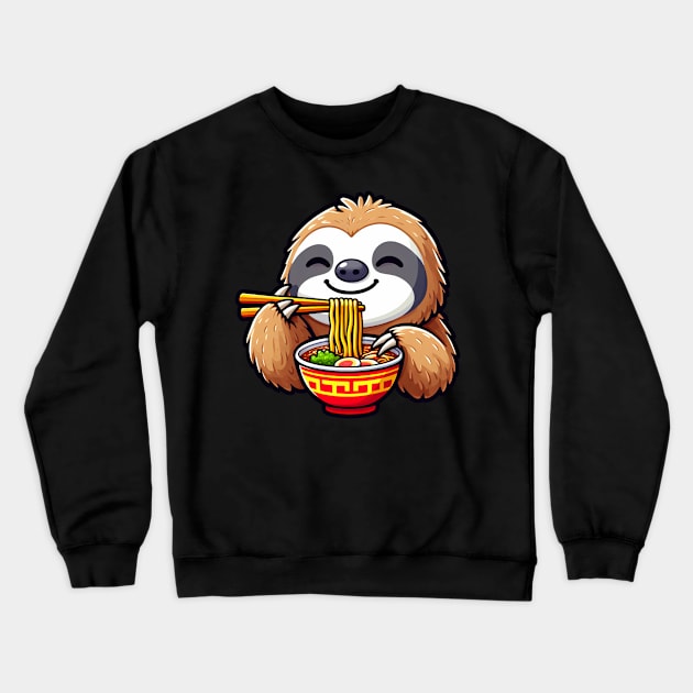 Sloth Loves Ramen Crewneck Sweatshirt by Plushism